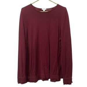 J. Jill Merino Wool Washable Deep Red Long Sleeve Sweater Top size L Tall